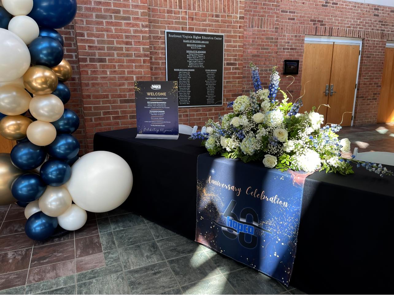 Foyer Entrance Table Custom Design in Blues and Whites